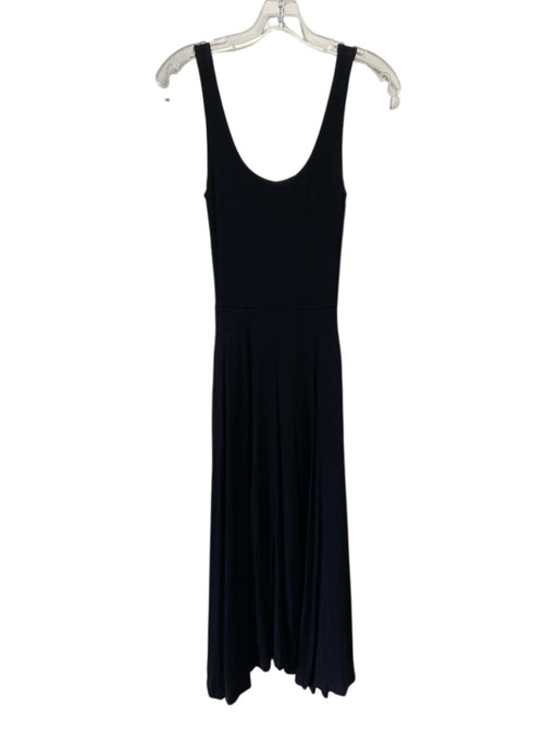 Vince Size XXS Black Rayon Blend Scoop Neck Midi Dress Black / XXS