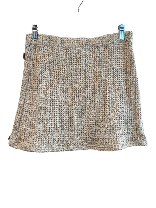 Aqua Size XS Beige Cotton Knit Elastic Band shell detail Above Knee Skirt Beige / XS