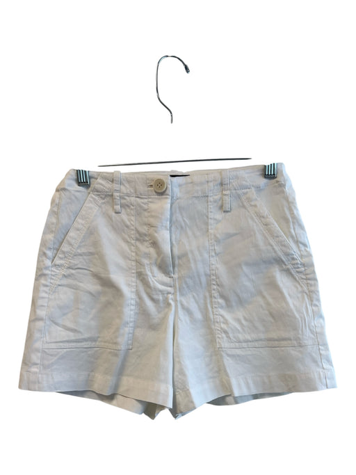 Theory Size 00 White Linen High Rise solid color Zip Fly Pocket Shorts White / 00