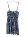 Aqua Size XS Blue & White Cotton Spaghetti Strap Paisley Print Neck Tie Dress Blue & White / XS
