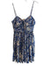 Aqua Size XS Blue & White Cotton Spaghetti Strap Paisley Print Neck Tie Dress Blue & White / XS