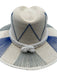 Tipsy Threads Beige, Blue & White Straw Embroidered Rope Woven Sun Hat Hat Beige, Blue & White