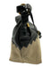 Kempton & Co Black & Beige Leather Cross Stitch Embroidery Zip Top Tote Bag Black & Beige