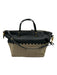 Kempton & Co Black & Beige Leather Cross Stitch Embroidery Zip Top Tote Bag Black & Beige