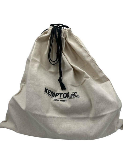 Kempton & Co Black & Beige Leather Cross Stitch Embroidery Zip Top Tote Bag Black & Beige