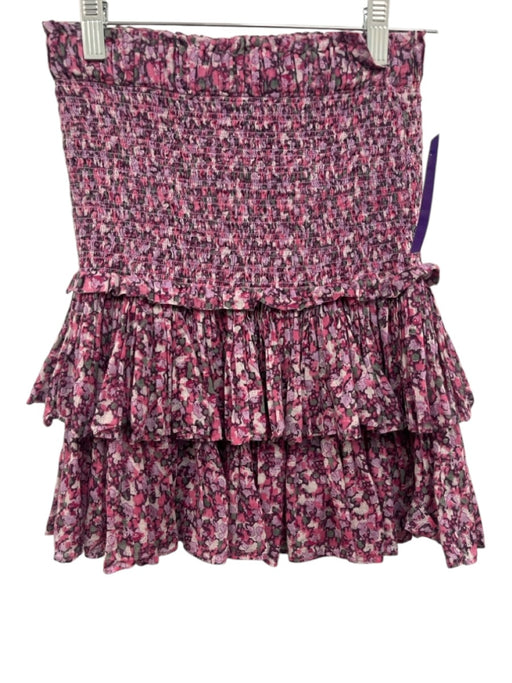 Isabel Marant Etoile Size 34 Pink & Purple Cotton Elastic Waistband Mini Skirt Pink & Purple / 34