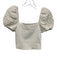 Alice + Olivia Size XS Cream White Cotton Blend Crochet Detail Square Neck Top Cream White / XS
