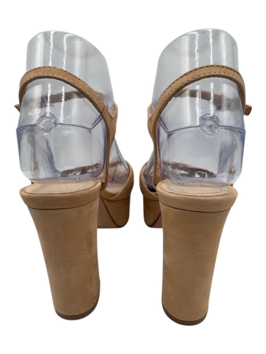 Schutz Shoe Size 5 Beige Leather Upper Criss Cross Ankle Buckle Platform Sandals Beige / 5