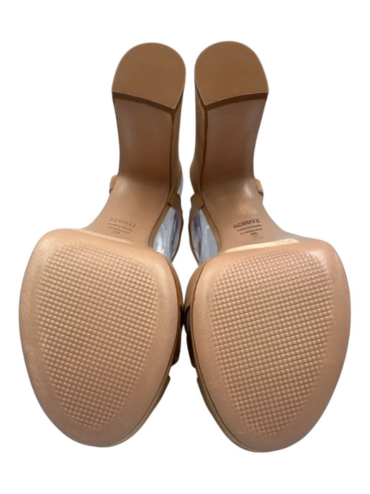 Schutz Shoe Size 5 Beige Leather Upper Criss Cross Ankle Buckle Platform Sandals Beige / 5