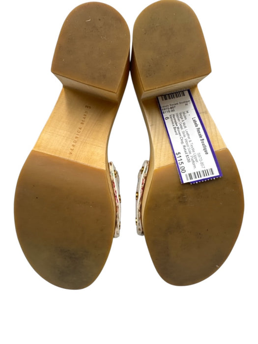 Veronica Beard Shoe Size 6 Beige & Multi Leather & Textile Upper Slide Mules Beige & Multi / 6