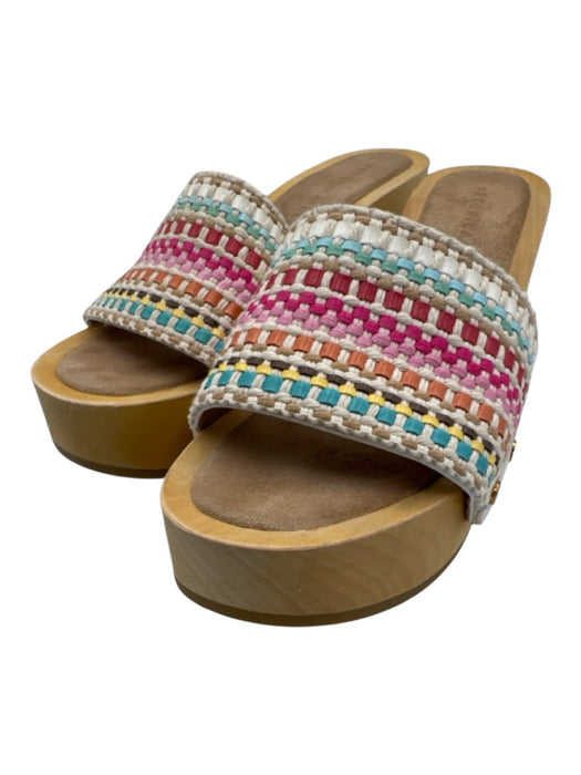 Veronica Beard Shoe Size 6 Beige & Multi Leather & Textile Upper Slide Mules Beige & Multi / 6