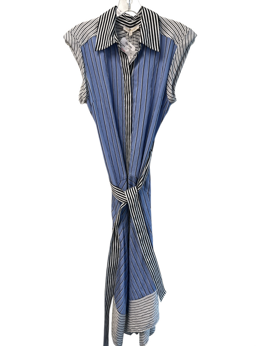 Ramy Brook Size XS Blue Viscose Stripe Button Up Tie Waist Maxi Dress Blue / XS