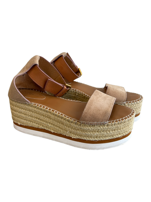 See By Chloe Shoe Size 35 Tan Suede man made upper Espadrille Buckle Ankle Shoes Tan / 35