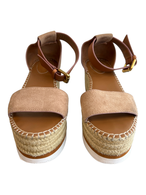 See By Chloe Shoe Size 35 Tan Suede man made upper Espadrille Buckle Ankle Shoes Tan / 35