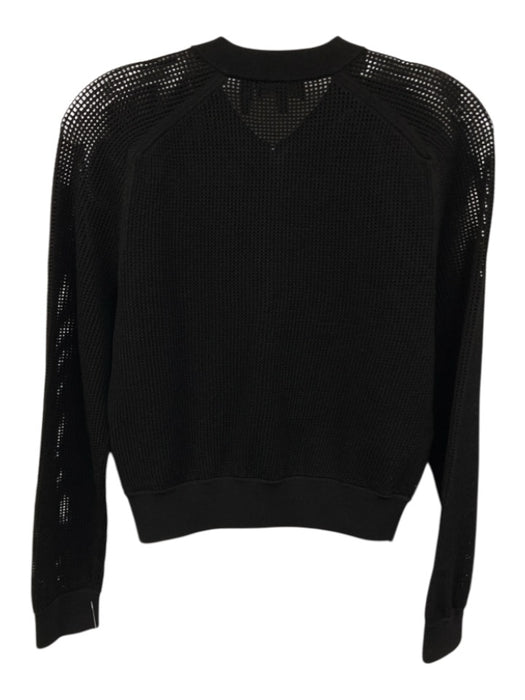 Theory Size P Black Viscose Blend Long Sleeve Mesh Zip Front Jacket Black / P