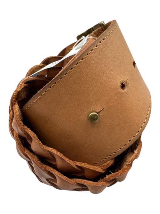 1937 Brown Leather Woven peg buckle Belts Brown / Small