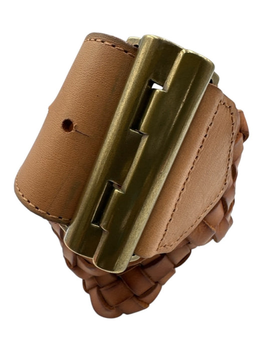 1937 Brown Leather Woven peg buckle Belts Brown / Small