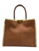 Fendi Brown & Cream Leather & Raffia Gold hardware Blanket Stitch Top Handle Bag Brown & Cream / Medium