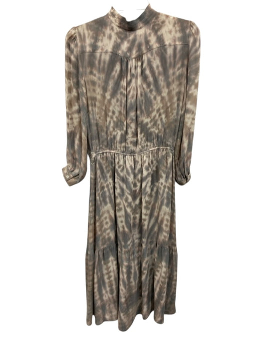 Raquel Allegra Size 0 Gray, Brown, Pink Silk Long Sleeve Tie Dye Dress Gray, Brown, Pink / 0