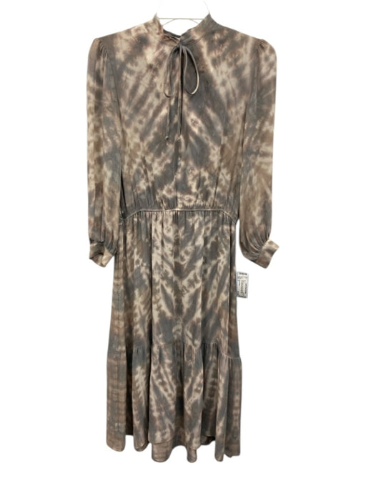 Raquel Allegra Size 0 Gray, Brown, Pink Silk Long Sleeve Tie Dye Dress Gray, Brown, Pink / 0