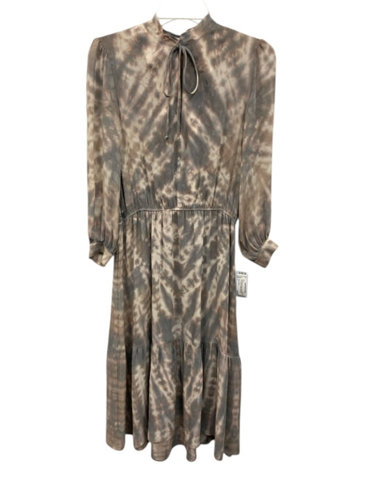 Raquel Allegra Size 0 Gray, Brown, Pink Silk Long Sleeve Tie Dye Dress Gray, Brown, Pink / 0