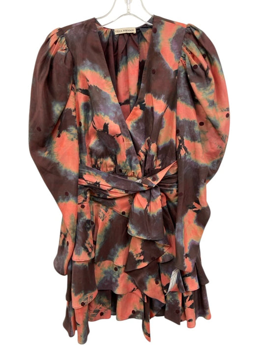 Ulla Johnson Size 00 Purple, Pink, Green Silicone Long puff sleeve Tie Dye Dress Purple, Pink, Green / 00