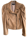 Retrofete Size XS Tan Suede Moto Zip Puff Sleeves Cropped Jacket Tan / XS