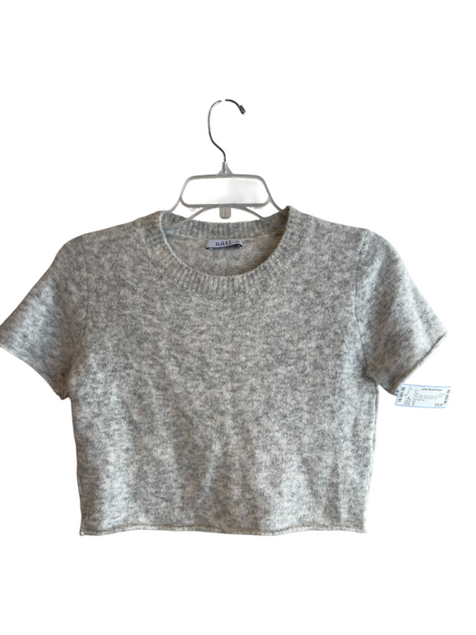 Nati Size S Gray Acrylic, Nylon, & Spandex Crew Neck Short Sleeve Crop Top Gray / S