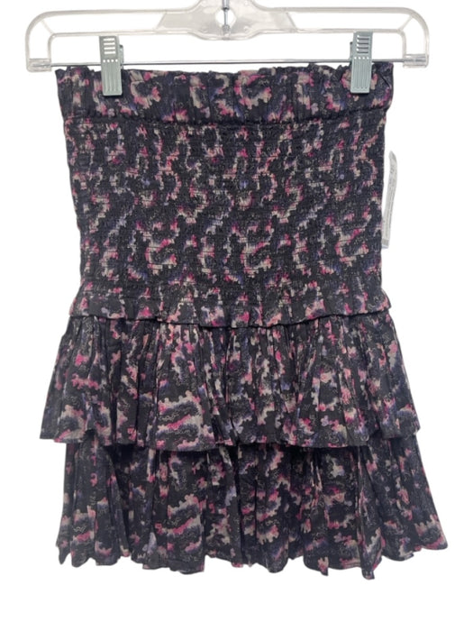 Isabel Marant Etoile Size 34 Gray, Pink, Purple Cotton Shirred Waist Skirt Gray, Pink, Purple / 34