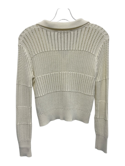 Frame Size XXS Cream White Rayon Blend Long Sleeve Open Knit Collar Sweater Cream White / XXS