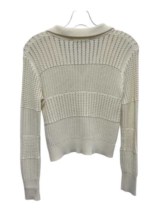 Frame Size XXS Cream White Rayon Blend Long Sleeve Open Knit Collar Sweater Cream White / XXS
