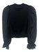 Alice + Olivia Size XS Black Wool Blend Long Sheer Sleeves Knit Ribbed Sweater Black / XS