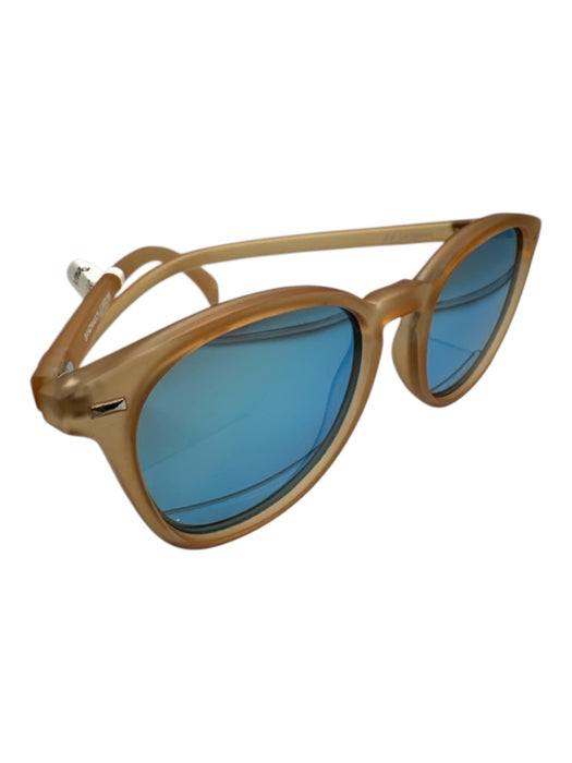 Le Specs Light Brown Acetate Blue Lens Round Lens Matte Sunglasses Light Brown