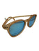 Le Specs Light Brown Acetate Blue Lens Round Lens Matte Sunglasses Light Brown