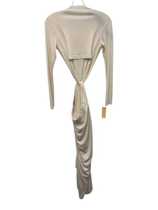 Significant Other Size 2 Cream Cut Out Knotted Waist Long Sleeve Midi Dress Cream / 2