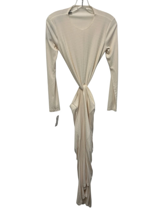 Significant Other Size 2 Cream Cut Out Knotted Waist Long Sleeve Midi Dress Cream / 2