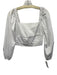 Veronica Beard Size 00 White Cotton Blend Gathered Long Puff Sleeve Crop Top White / 00