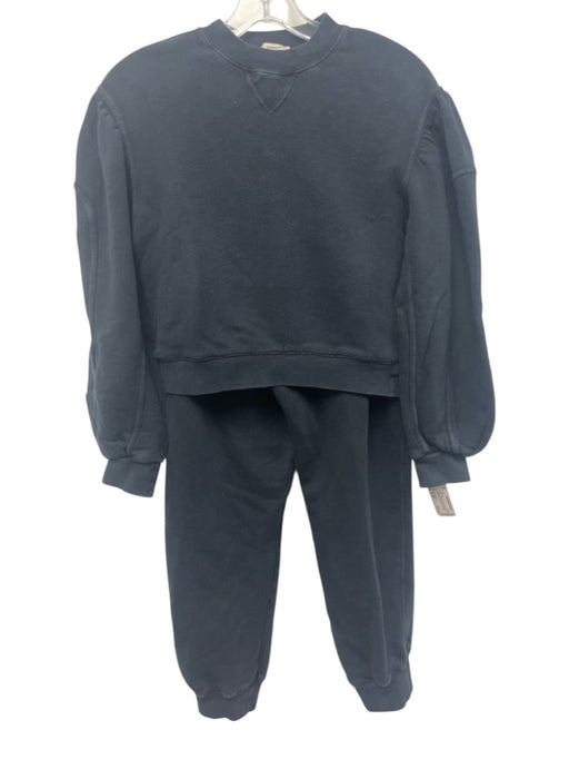 Ulla Johnson Size P / XS Navy Blue Cotton Sweatshirt Crew Neck Jogger Pant Set Navy Blue / P / XS