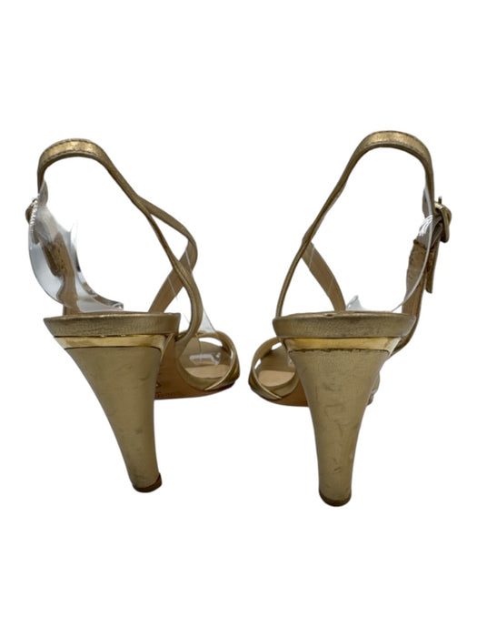 Jimmy Choo Shoe Size 35.5 Gold Leather Upper Metallic Detail Criss Cross Sandals Gold / 35.5