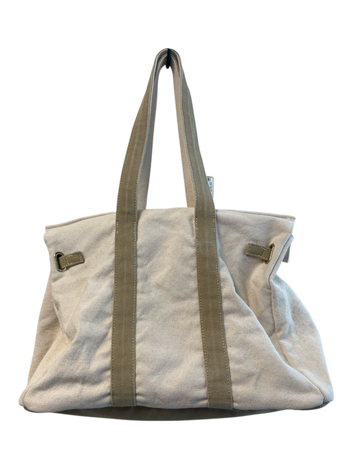 Dallas Hill Beige Canvas Gold hardware Double Strap Tote Bag Beige / M