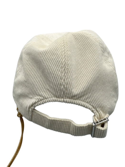 Aurelien Ivory White Cotton Adjustable Corduroy Baseball Hat Ivory White / Medium