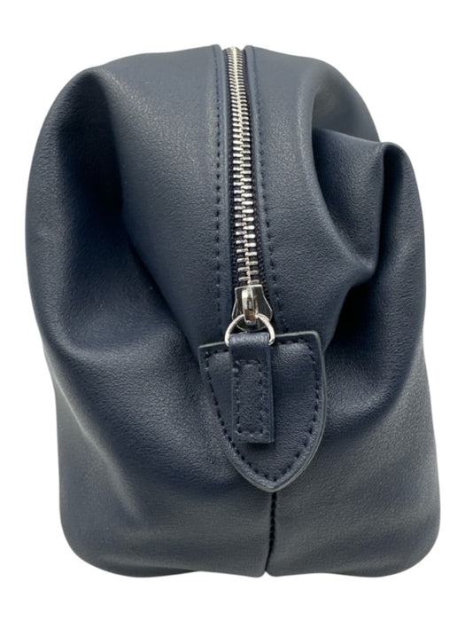 Beranger Navy Blue Faux Leather Zip Close Snap Button Bag Navy Blue / Small