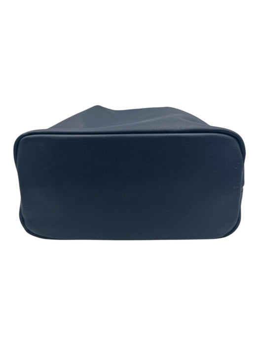 Beranger Navy Blue Faux Leather Zip Close Snap Button Bag Navy Blue / Small