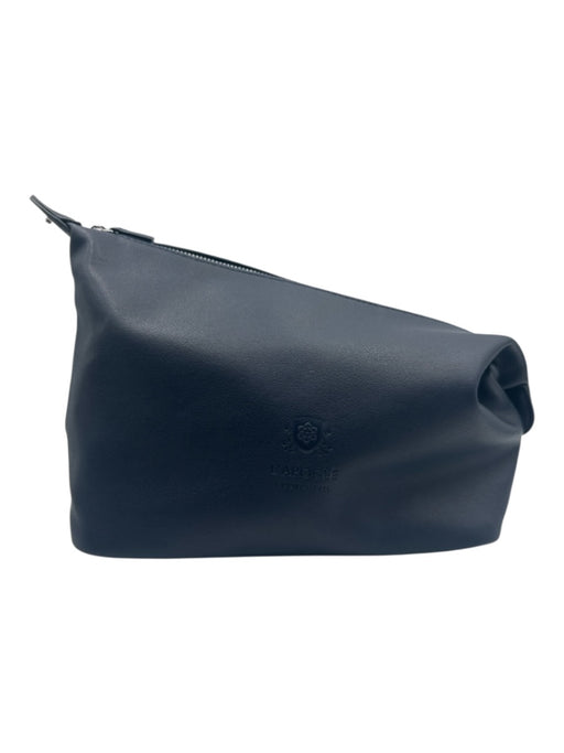 Beranger Navy Blue Faux Leather Zip Close Snap Button Bag Navy Blue / Small