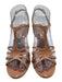 Chanel Shoe Size 35C Blush Beige Leather Upper Patent Caged T Strap Sandals Blush Beige / 35C