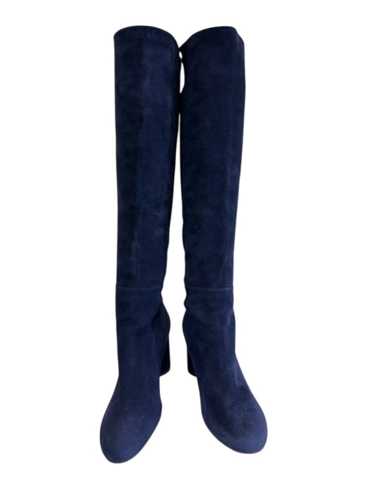 Stuart Weitzman Shoe Size 5.5 Dark Blue Leather Upper Suede Block Heel Boots Dark Blue / 5.5