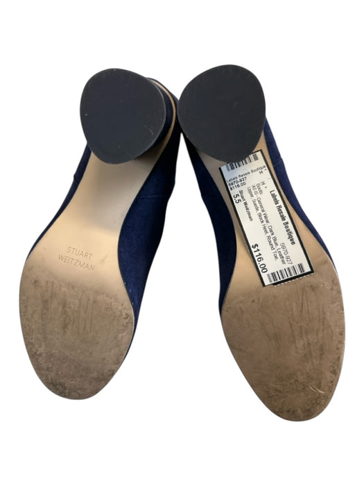 Stuart Weitzman Shoe Size 5.5 Dark Blue Leather Upper Suede Block Heel Boots Dark Blue / 5.5