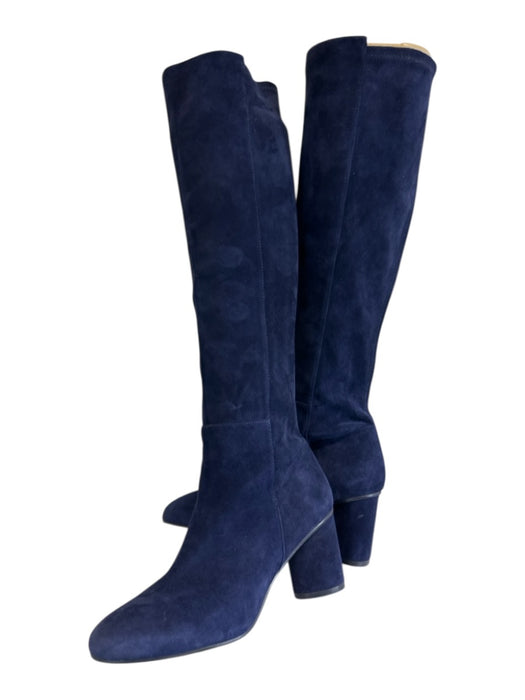 Stuart Weitzman Shoe Size 5.5 Dark Blue Leather Upper Suede Block Heel Boots Dark Blue / 5.5