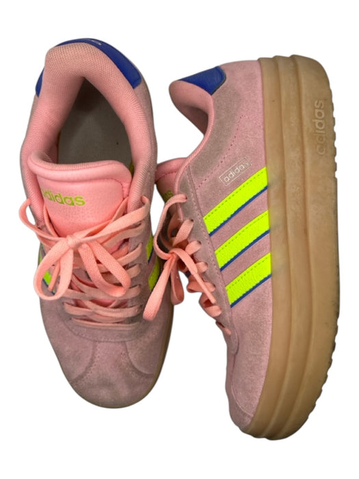 Adidas Shoe Size 6 Pink & Neon Green Suede Lace Up Platform Athletic Sneakers Pink & Neon Green / 6