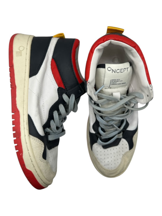 Oncept Shoe Size 7 Red, Navy & White Leather High Top Color Block Sneakers Red, Navy & White / 7